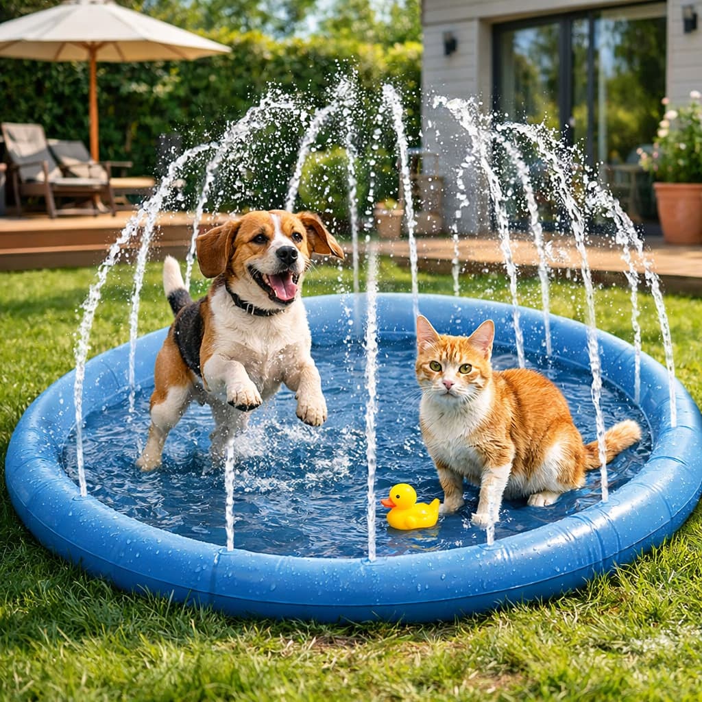 Piscina Splash para Perros 100 cm con Aspersor – Diversión Refrescante para el Verano
