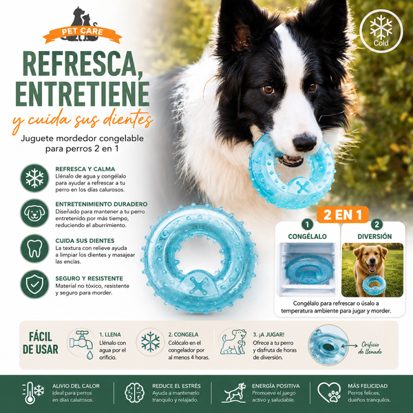 Mordedor Congelable 2 en 1 para Perros – Refresca, Divierte y Protege sus Dientes
