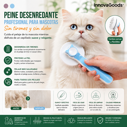 Peine Desenredante Profesional para Mascotas – Sin Tirones y Sin Dolor