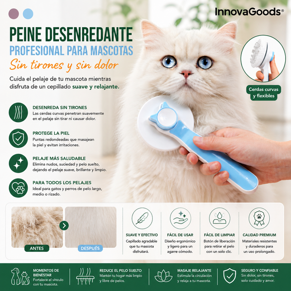 Peine Desenredante Profesional para Mascotas – Sin Tirones y Sin Dolor