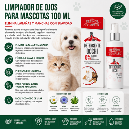Limpiador de Ojos para Mascotas 100 ml – Elimina Lagañas y Manchas con Suavidad