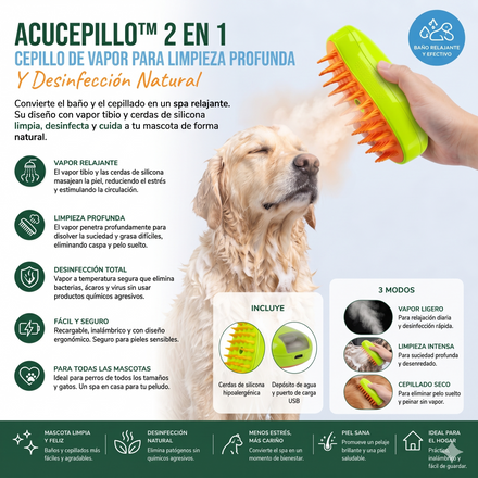 AcuCepillo™ 2 en 1 – Cepillo de Vapor para Limpieza Profunda y Desinfección