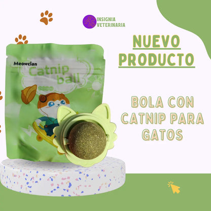 Bola de Catnip para Gatos con Soporte Adhesivo – Juguete Interactivo Antiestrés Dropea