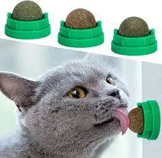 Bola de Catnip para Gatos con Soporte Adhesivo – Juguete Interactivo Antiestrés Dropea