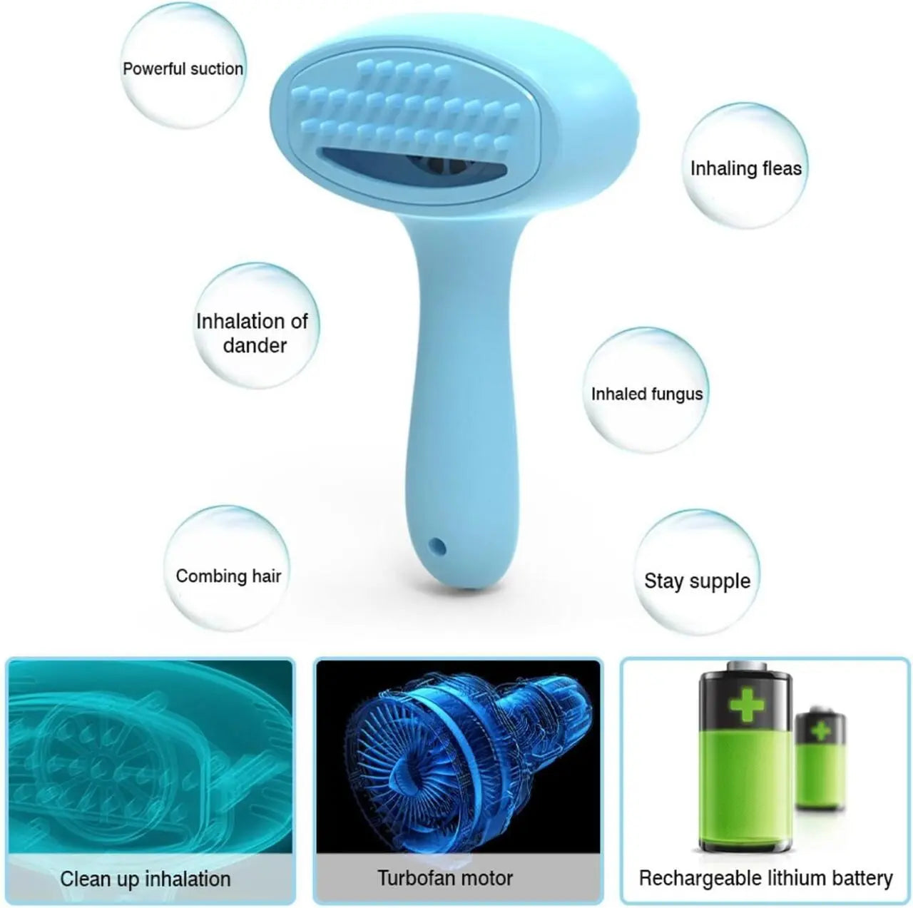 Cepillo eléctrico quitapelos para mascotas – Elimina pelo y nudos sin tirones Dropea